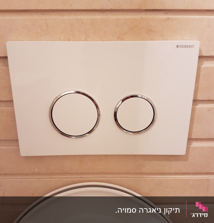 לחצן הדחה כפול על קיר שירותים